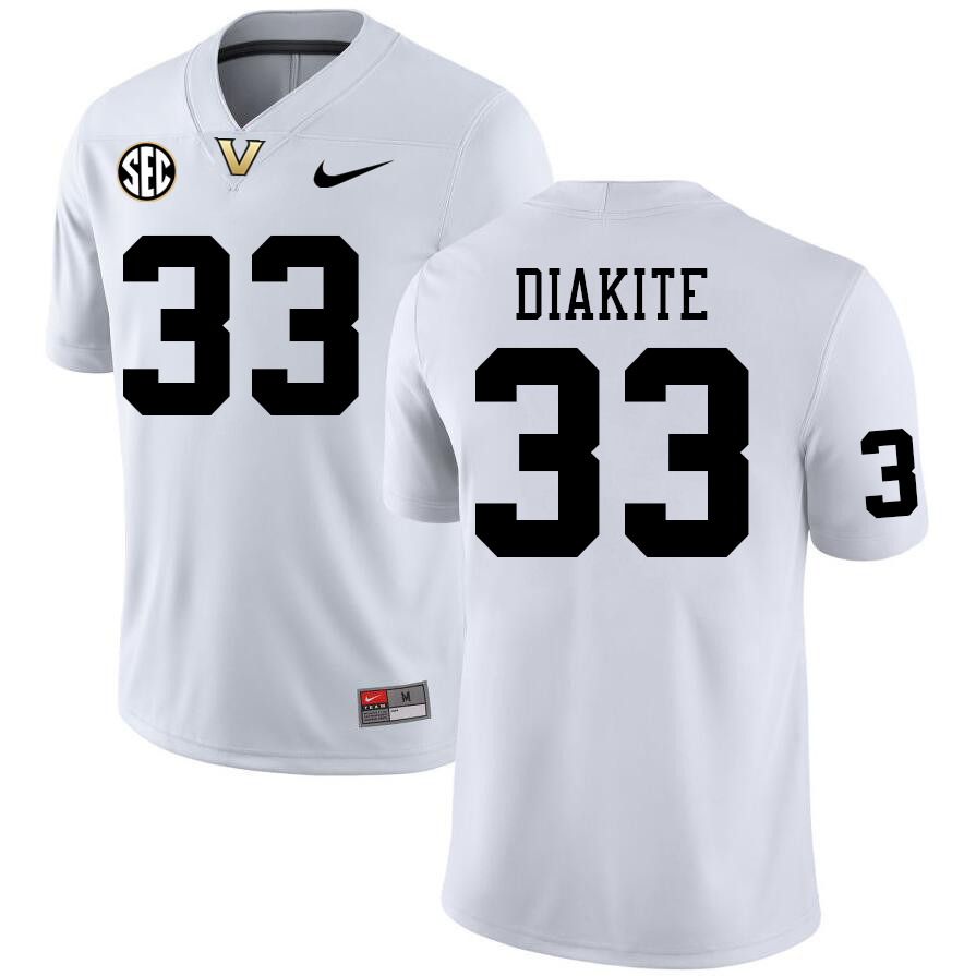 Vanderbilt Commodores #33 BJ Diakite College Football Jerseys Sale Stitched-White